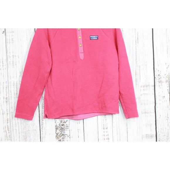 LL Bean Lakewashed Double-Knit Quarter Snap Pullover Rasp Berry S Pet - Picture 3 of 11